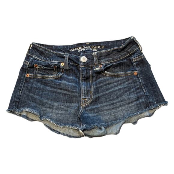 AMERICAN EAGLE Stretch Medium Rinse Denim Jean Cutoff Shorts 4 - Picture 1 of 8
